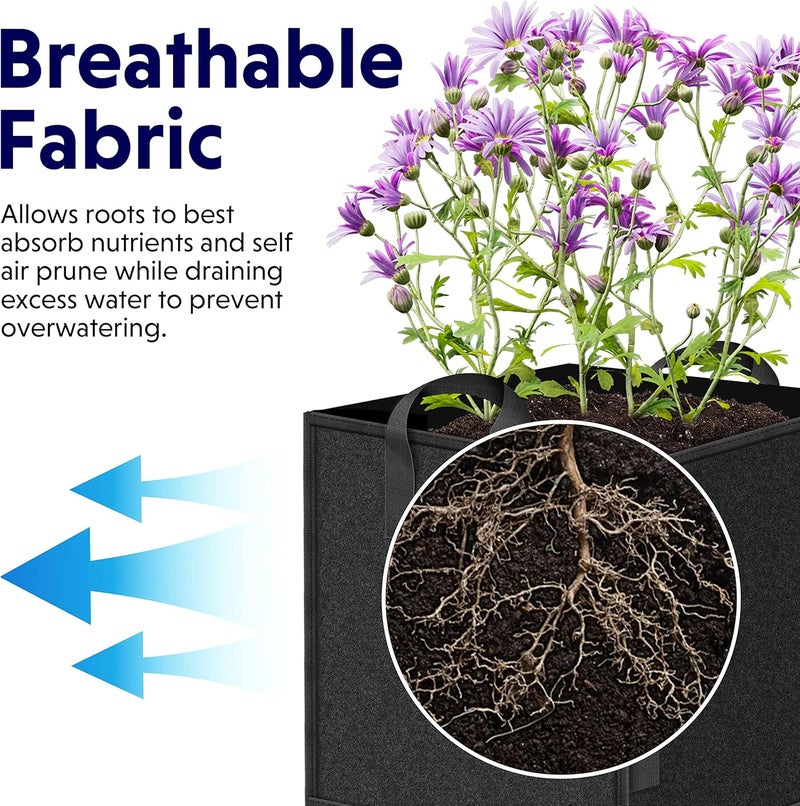 YSSOA 5-Pack 3 Gallon Grow Bags Heavy Duty Thickened Nonwoven Aeration Fabric Pots with Handles, Cloth Pots for Plants, Vegetable, Flower, Tomato Potato - Image 5